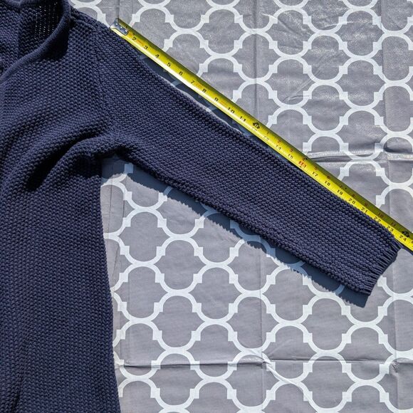 Ann Taylor Medium Blue Open Front Cardigan Sweater Textured Knit Long Duster - Picture 8 of 8